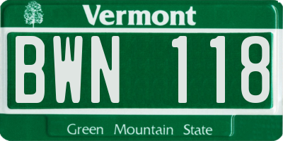 VT license plate BWN118