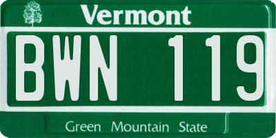 VT license plate BWN119