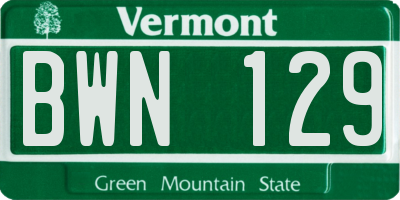 VT license plate BWN129