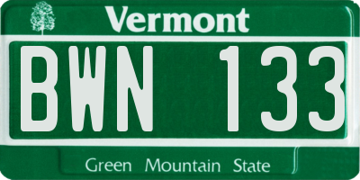 VT license plate BWN133