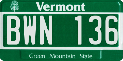 VT license plate BWN136
