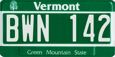 VT license plate BWN142