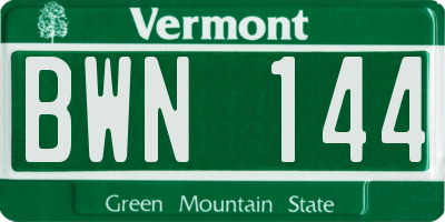 VT license plate BWN144