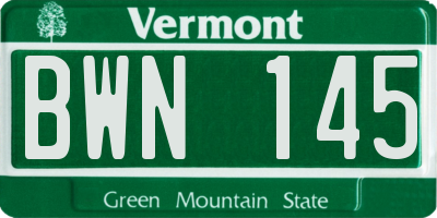 VT license plate BWN145