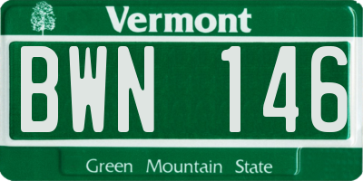 VT license plate BWN146