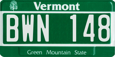 VT license plate BWN148
