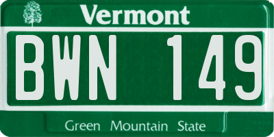 VT license plate BWN149