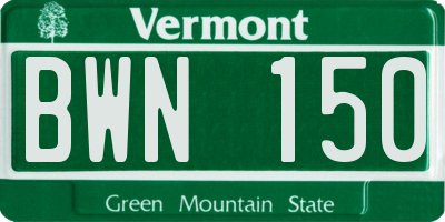 VT license plate BWN150