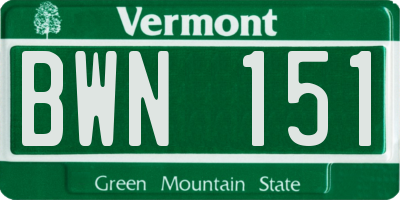 VT license plate BWN151