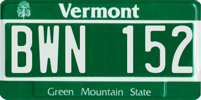 VT license plate BWN152