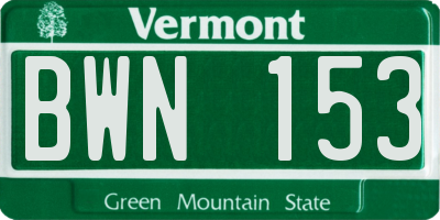 VT license plate BWN153