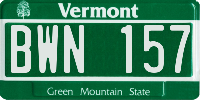 VT license plate BWN157