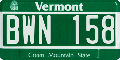 VT license plate BWN158