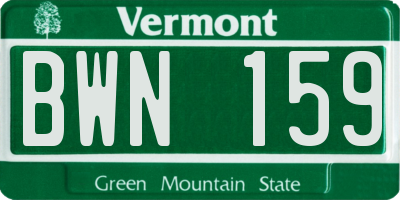 VT license plate BWN159