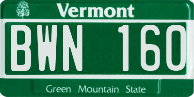 VT license plate BWN160