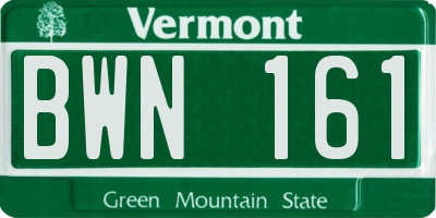 VT license plate BWN161