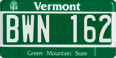VT license plate BWN162