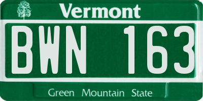 VT license plate BWN163