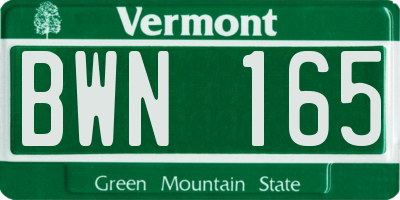 VT license plate BWN165