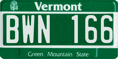 VT license plate BWN166