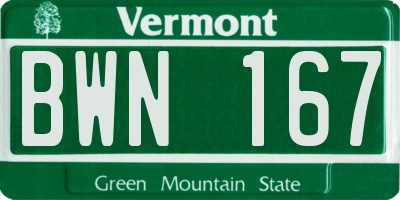 VT license plate BWN167
