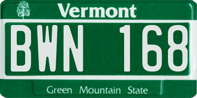 VT license plate BWN168