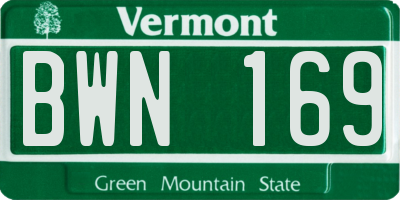 VT license plate BWN169
