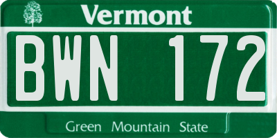 VT license plate BWN172