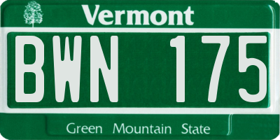 VT license plate BWN175