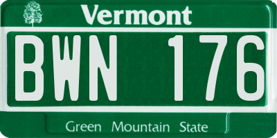 VT license plate BWN176