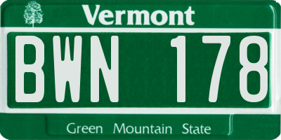 VT license plate BWN178