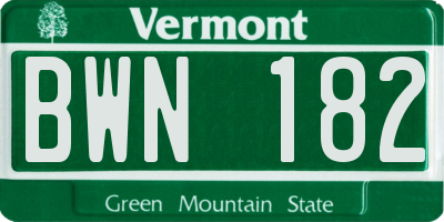 VT license plate BWN182