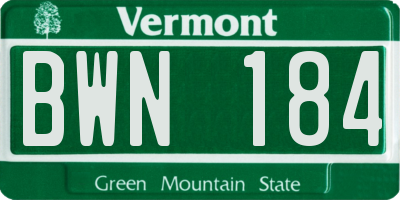 VT license plate BWN184