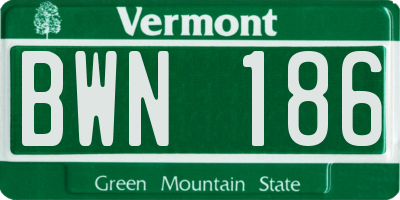 VT license plate BWN186