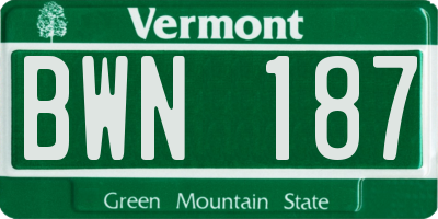 VT license plate BWN187