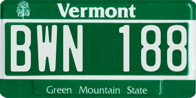 VT license plate BWN188