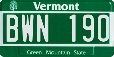 VT license plate BWN190