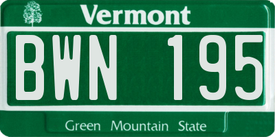 VT license plate BWN195