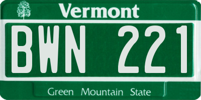 VT license plate BWN221