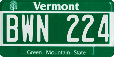VT license plate BWN224