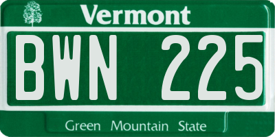 VT license plate BWN225