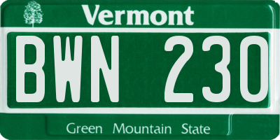VT license plate BWN230