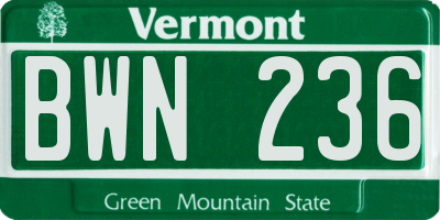 VT license plate BWN236