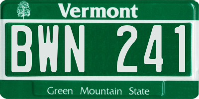 VT license plate BWN241