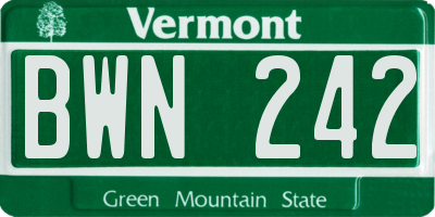 VT license plate BWN242