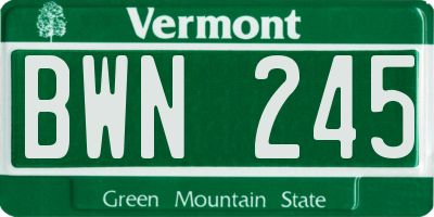 VT license plate BWN245