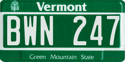 VT license plate BWN247