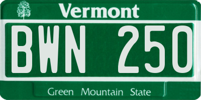 VT license plate BWN250
