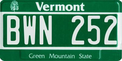 VT license plate BWN252
