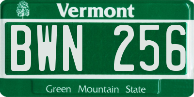 VT license plate BWN256